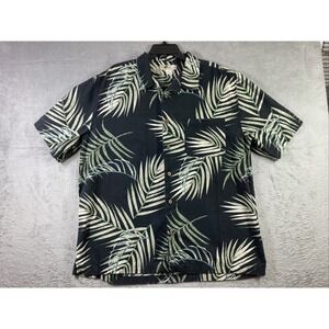 Joe Marlin Hawaiian Shirt Men XL Black Floral Button Up Aloha Casual Comfort